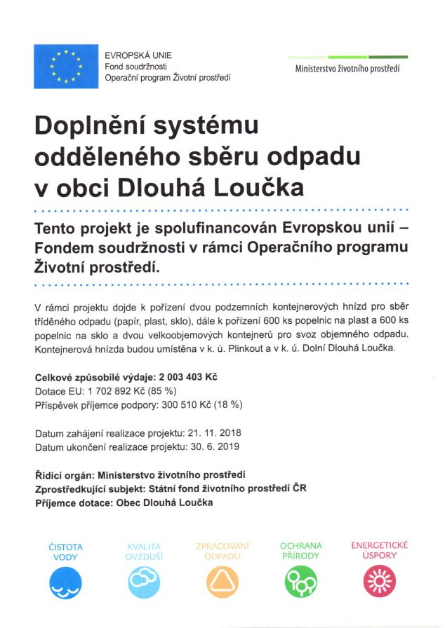 Doplnění systému odděleného sběru odpadu v obci Dlouhá Loučka Doplnění systému odděleného sběru odpadu v obci Dlouhá Loučka