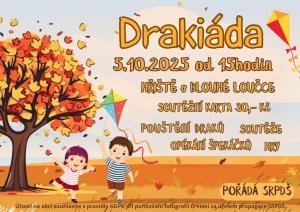 Děti pouští draky na louce